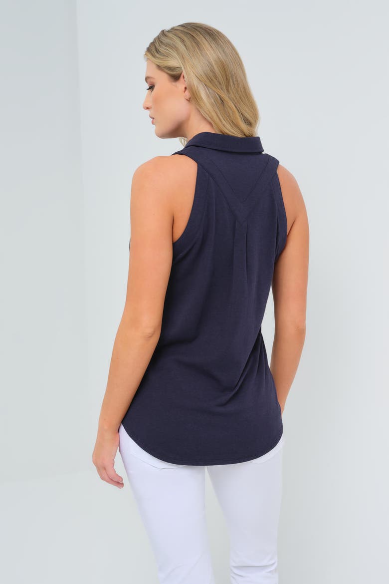 Elise Sleeveless Button Up Top, Alternate, color, Navy