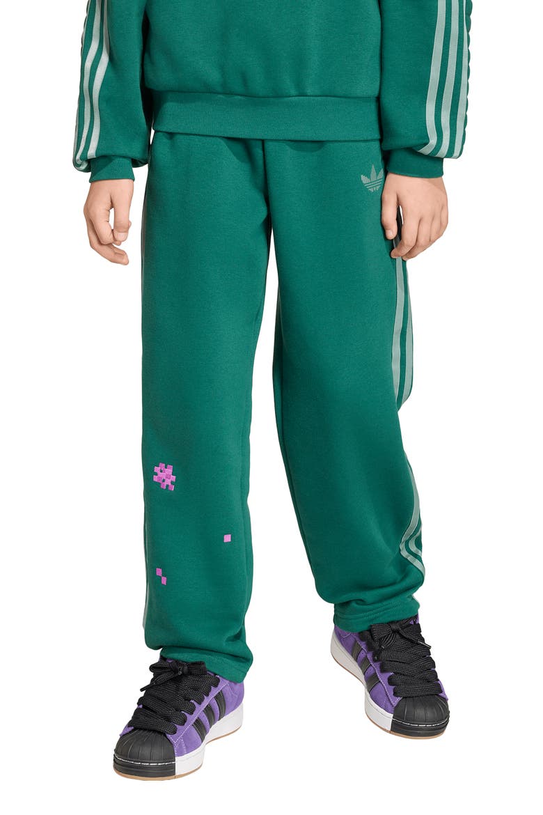Kids' Minecraft 3-Stripes Trefoil Track Pants, Alternate, color, COLLEGIATE GREEN
