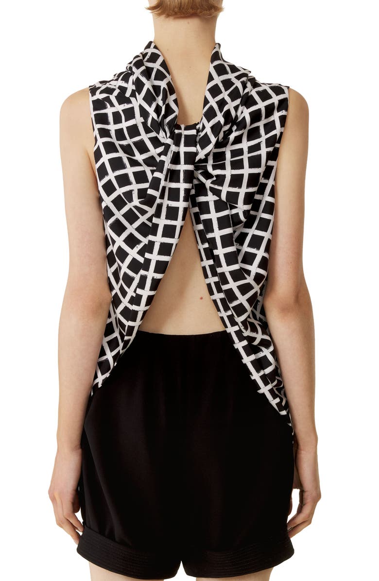 Lanvin Printed Silk Sleeveless Top, Alternate, color, White/Black