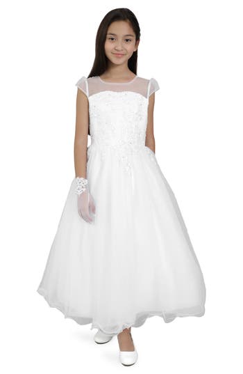BLUSH BY US ANGELS BLUSH BY US ANGELS KIDS' EMBROIDERED COMMUNION DRESS