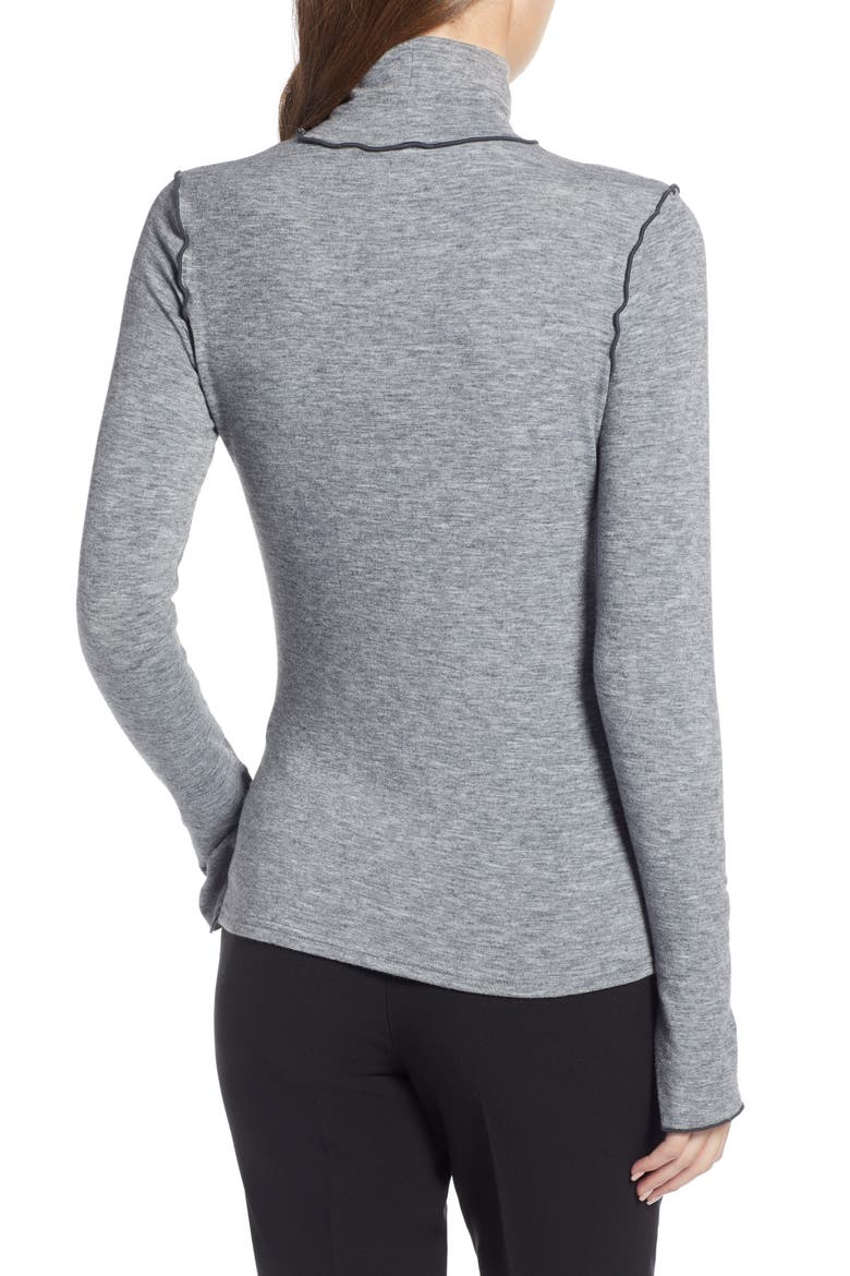 Contrast Stitch Mock Neck Top (Nordstrom Exclusive), Alternate, color, GREY DARK HEATHER