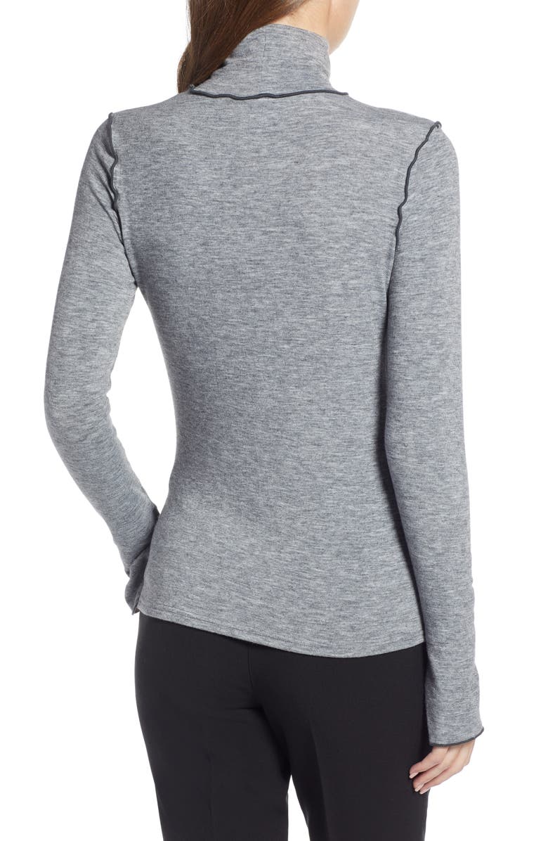 Something Navy Contrast Stitch Mock Neck Top, Alternate, color,