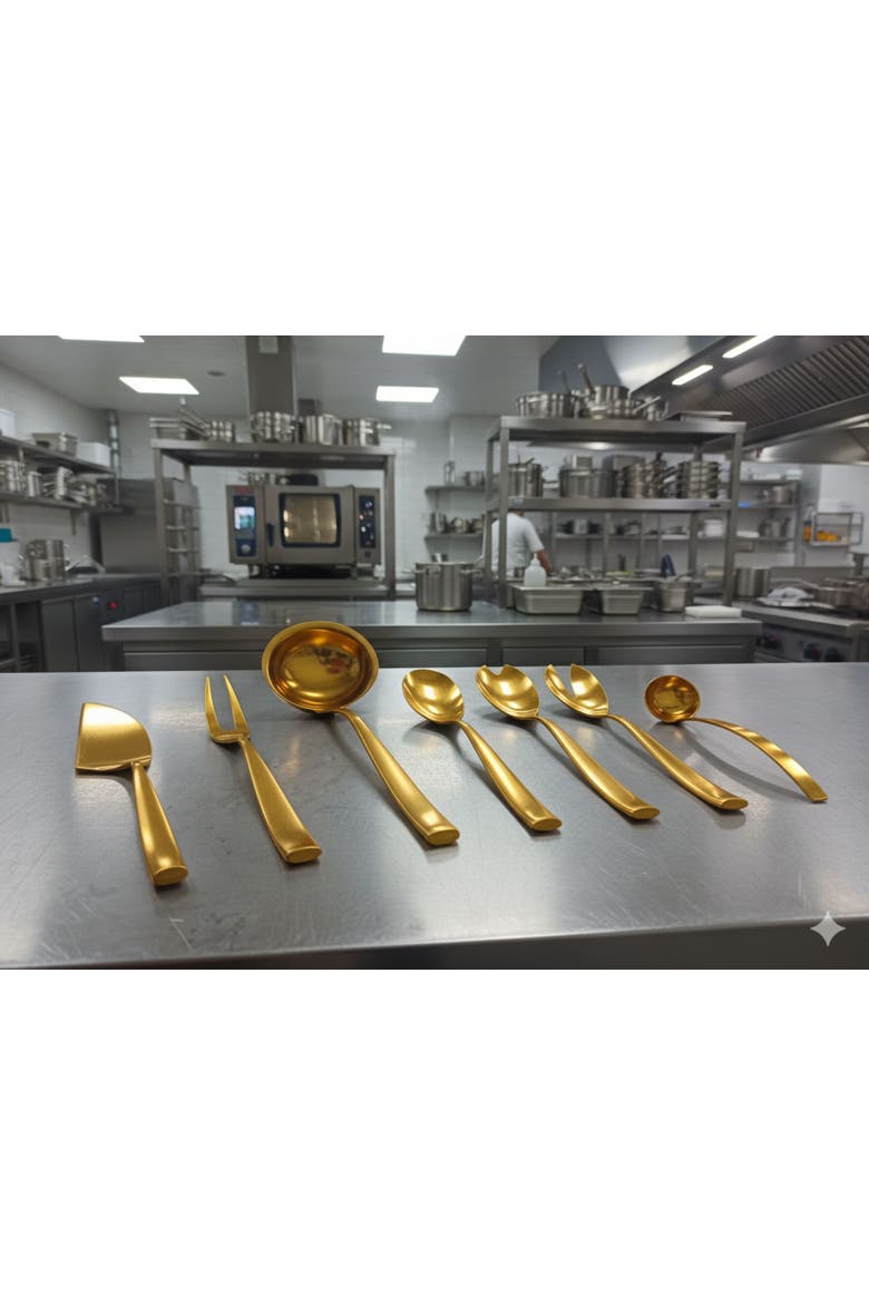 Arte Full Serving Set - 7 Pieces, Alternate, color, Ice Gold