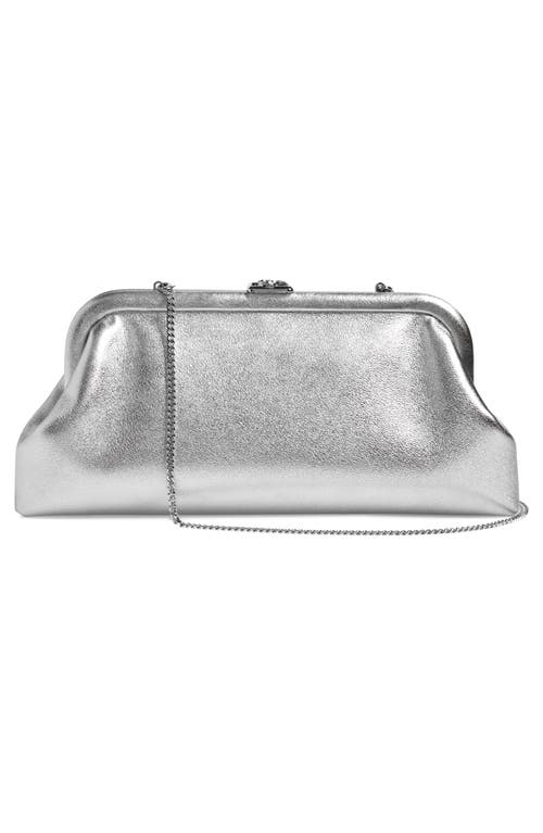 Jimmy Choo Skylar Frame Metallic Leather Clutch Bag