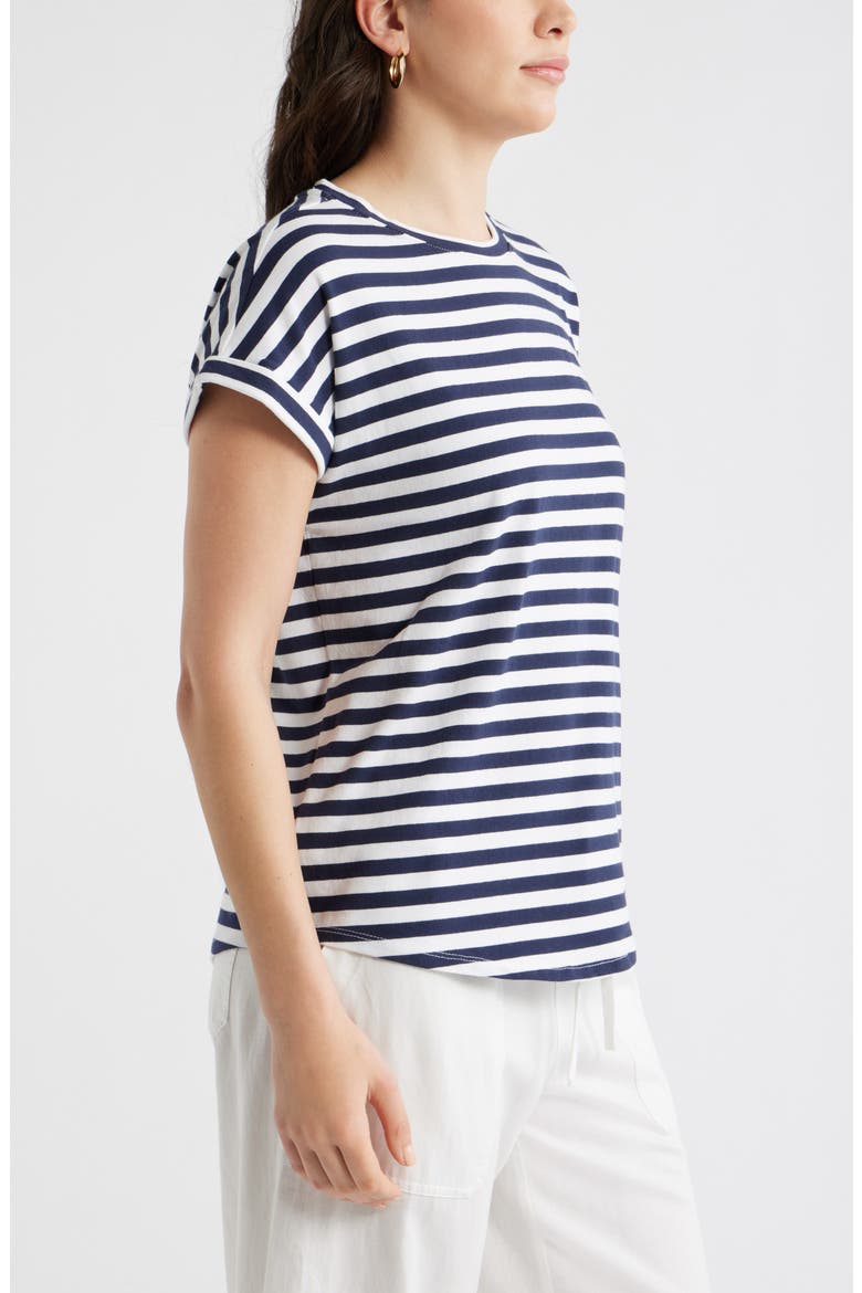 Cuff Sleeve T-Shirt, Alternate, color, NAVY- WHITE CHARM STRIPE