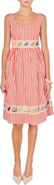 English Factory Stripe Crochet Trim Sleeveless Dress