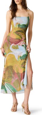 Steve Madden Adella Abstract Print Mesh Midi Dress