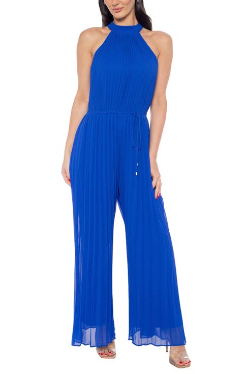 Halter Neck Pleated Chiffon Jumpsuit