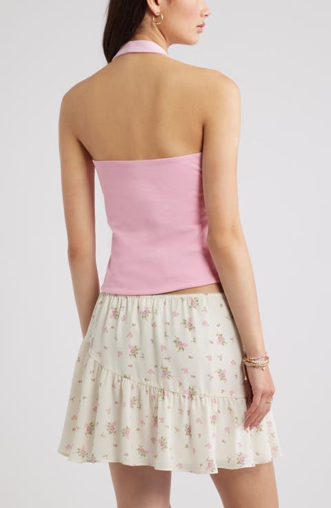 Stretch Cotton Halter Top