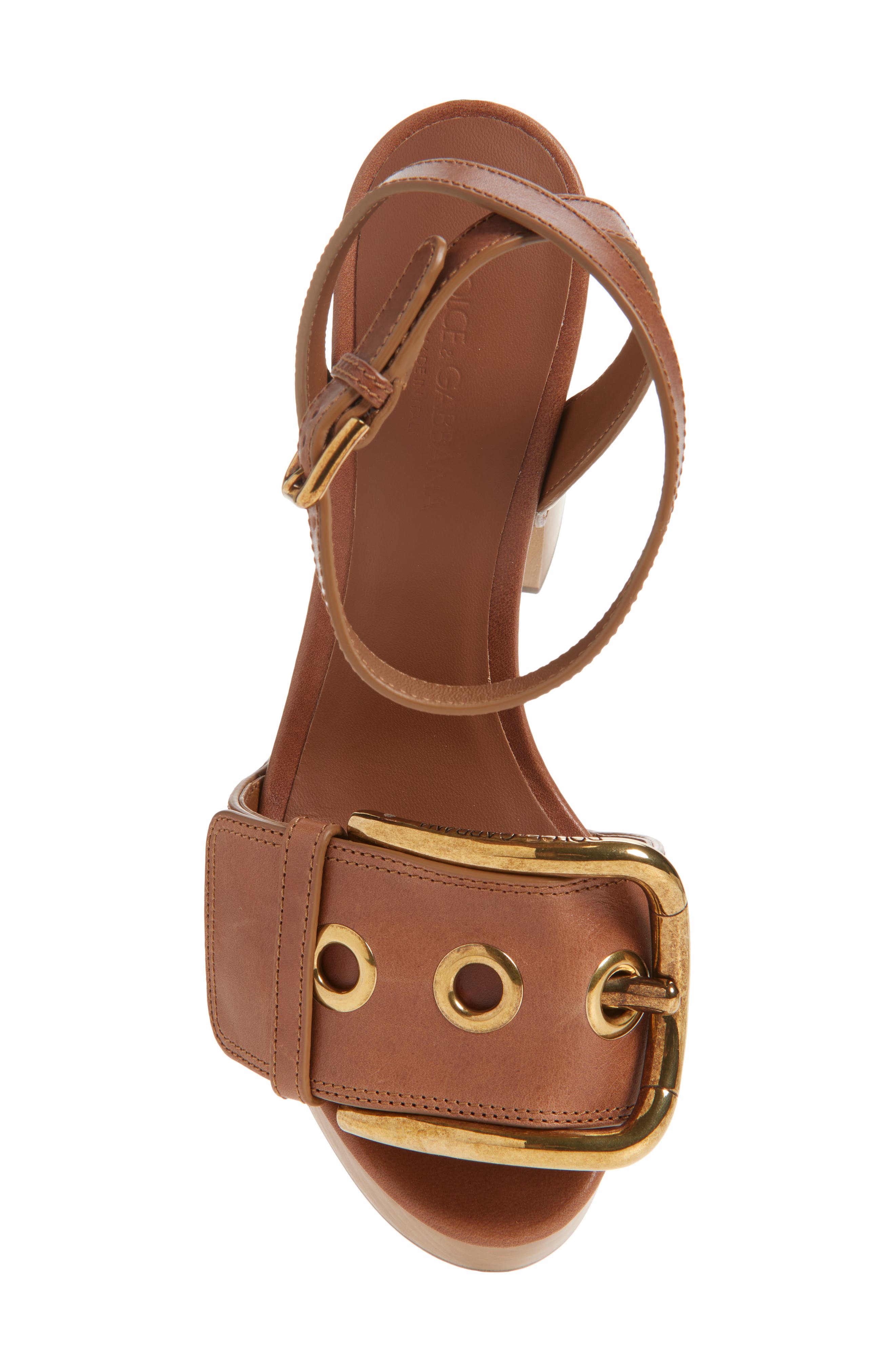 Dolce&Gabbana Ankle Strap Platform Sandal, Alternate, color, Cuoio