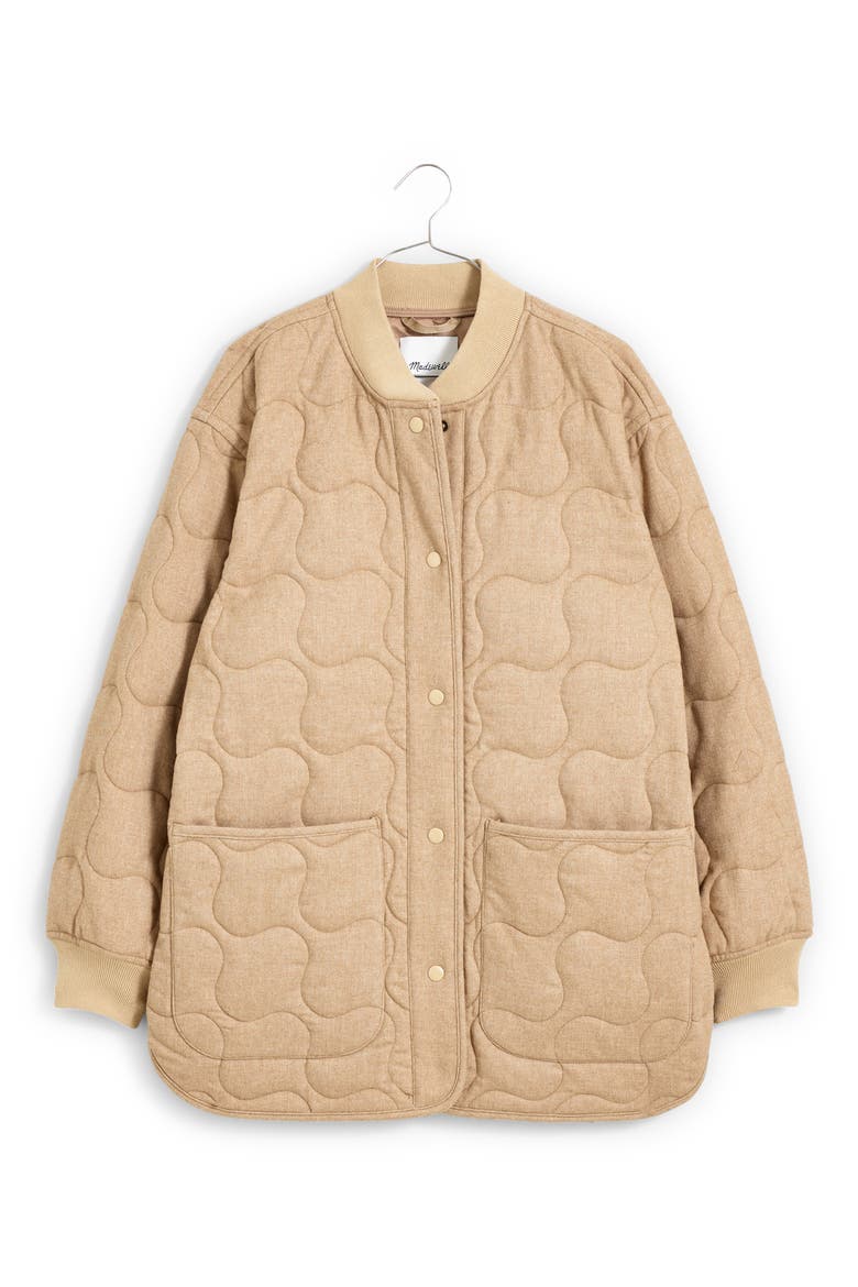 Quilted Oversize Wool Blend Bomber Jacket, Alternate, color, HERRINGBONE MATCHSTICK