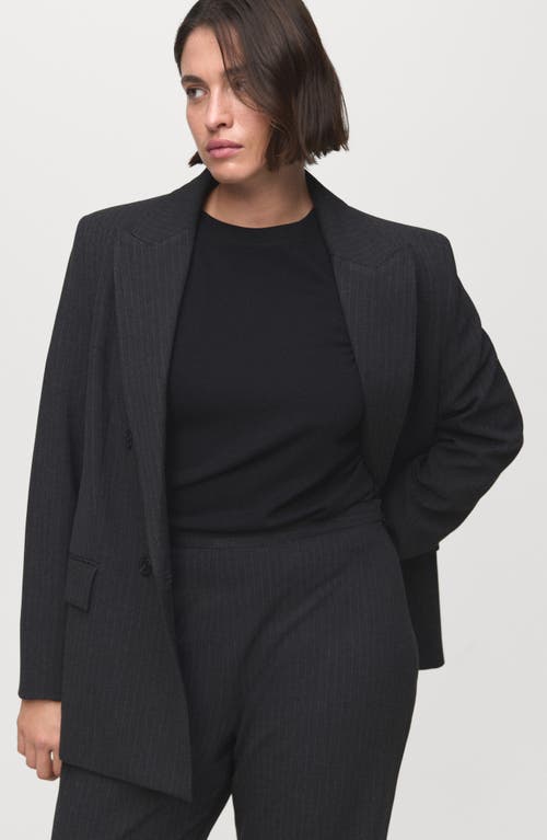 Mango Pinstripe Suit Trousers In Gray