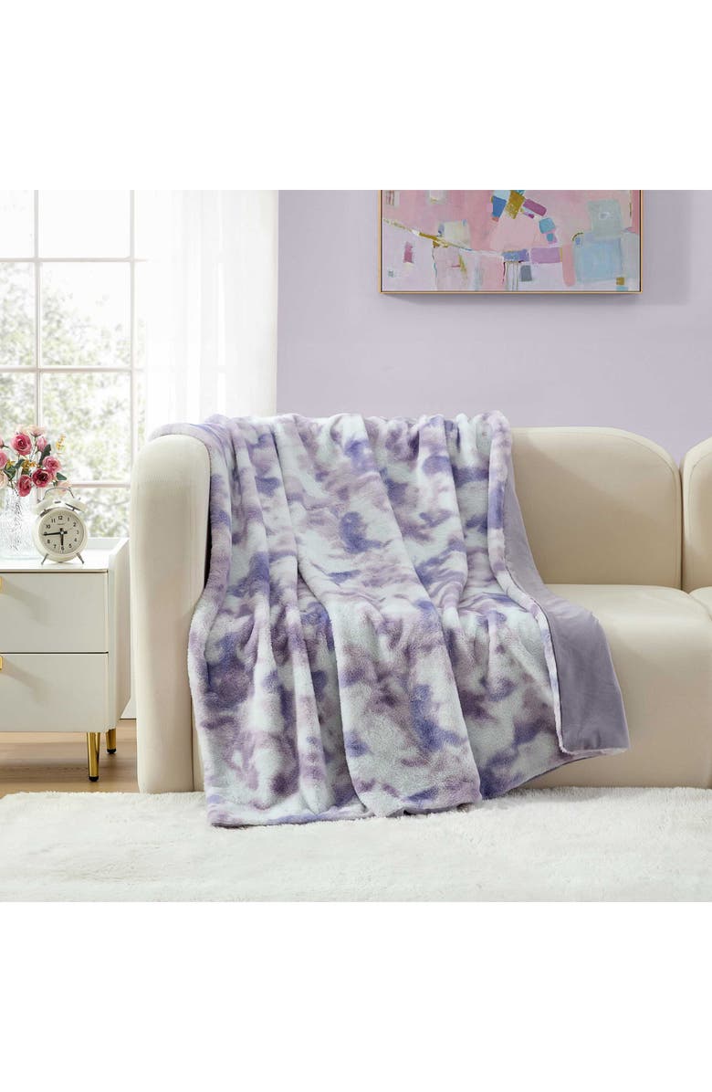 Betsey Johnson Sunset Tie Dye Throw Blanket, Alternate, color, Medium / Dark Purple