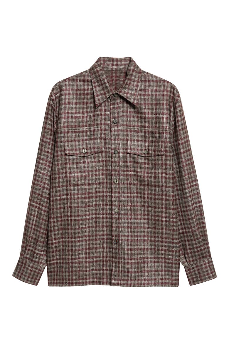 Damier Check Wool & Silk Overshirt, Main, color, BRUNO 400