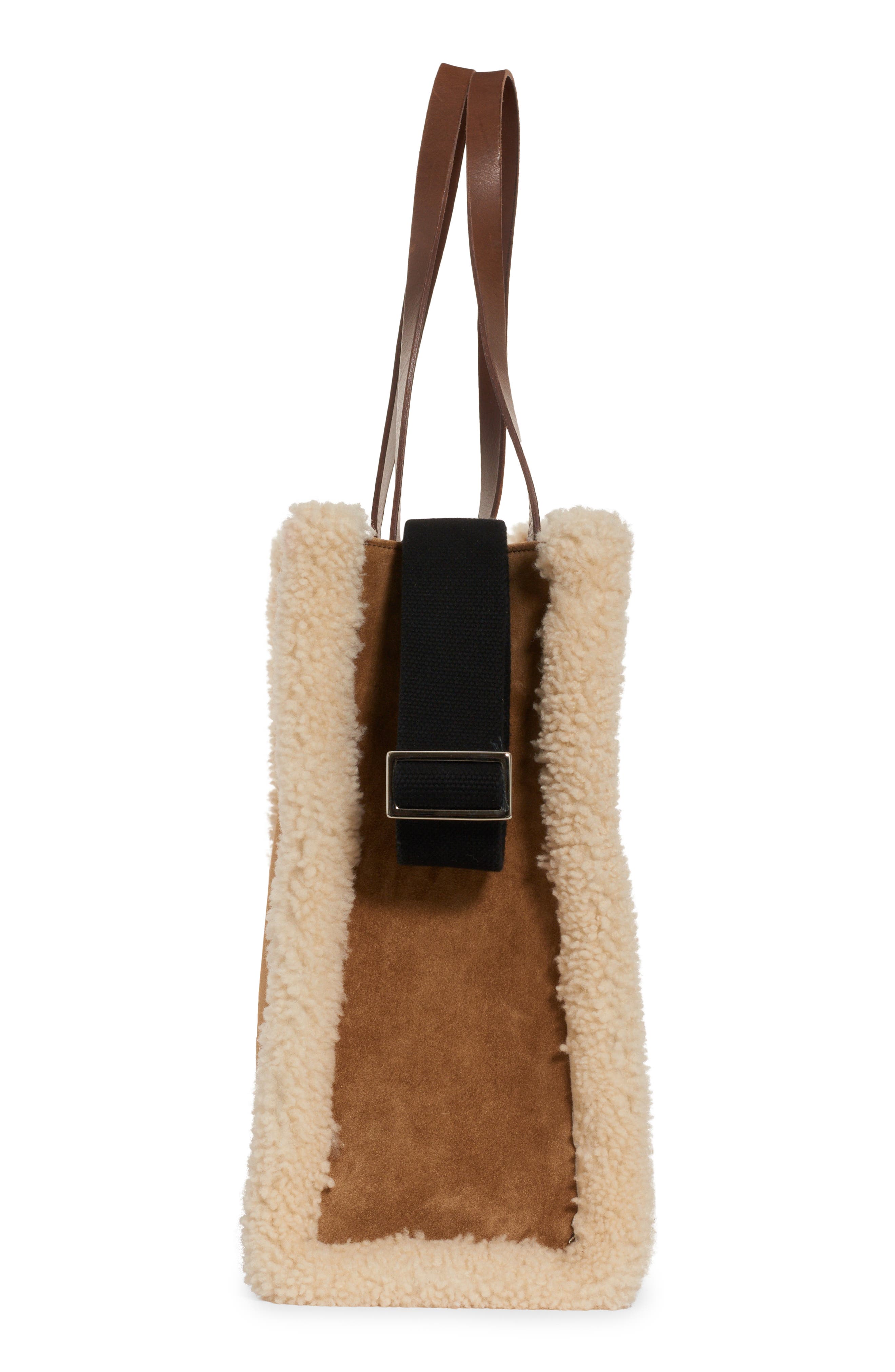 Golden Goose California East/West Suede & Genuine Shearling Shopper Tote, Alternate, color, 