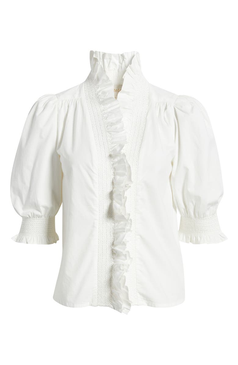 LOVE THE LABEL Zuri Ruffle Puff Sleeve Shirt, Alternate, color, Bright White