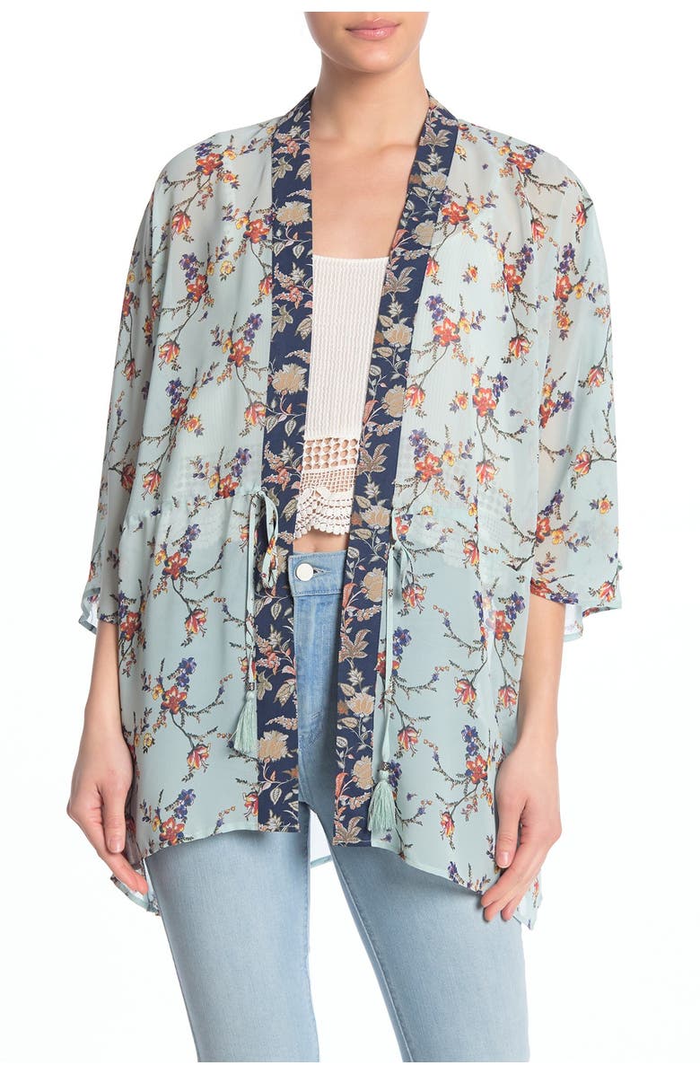 DR2 by Daniel Rainn Drawstring Tie Chiffon Topper, Main, color, 