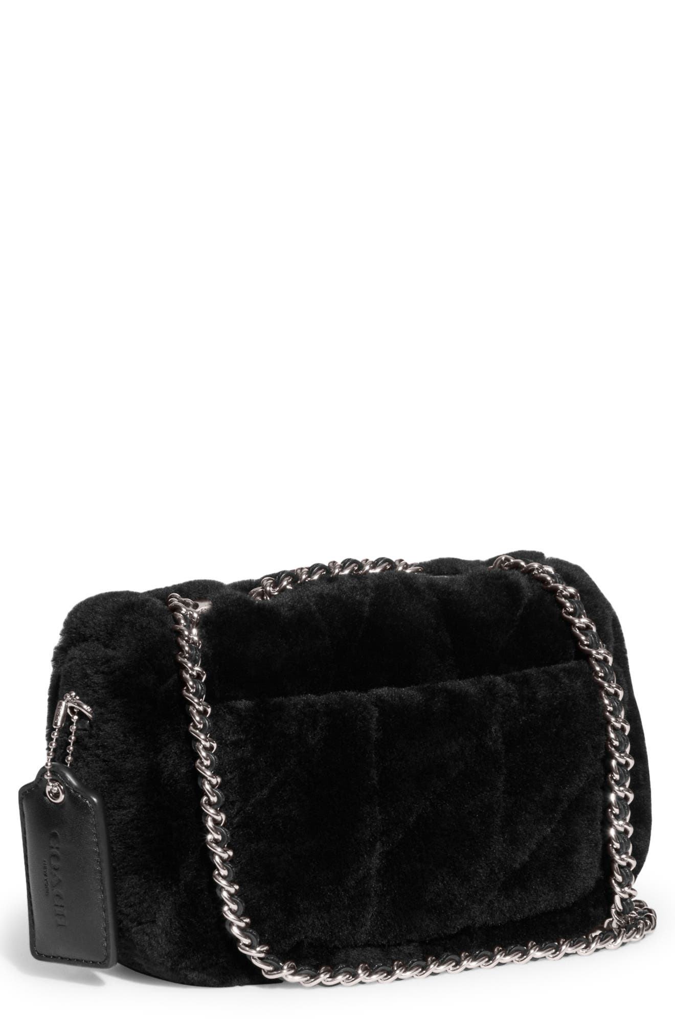 COACH Madison Quilted Genuine Shearling Shoulder Bag, Alternate, color, 