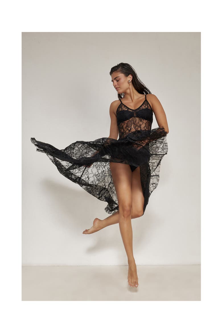 Lady Lace V-Neck Dress, Alternate, color, Black