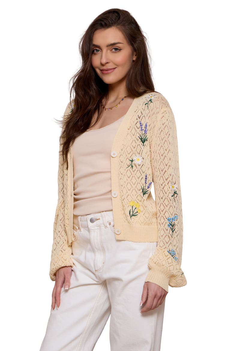 Floral Embroidered Cardigan, Alternate, color, IVORY
