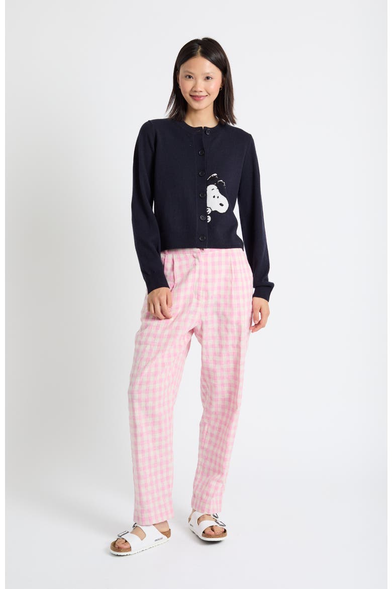 Sneaky Snoopy Wool-Cashmere Cardigan, Alternate, color, Navy