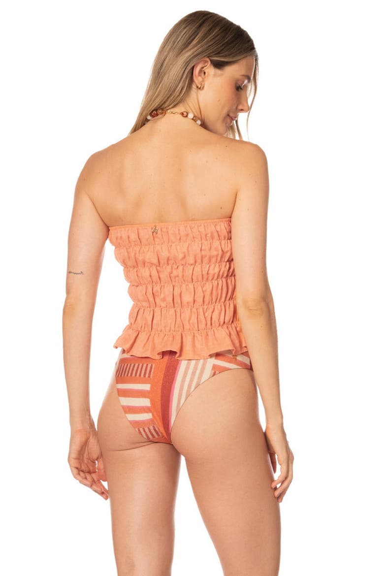 Sunset Baazar Smocked Amira Crop Top, Alternate, color, Pastel Orange Tangerine