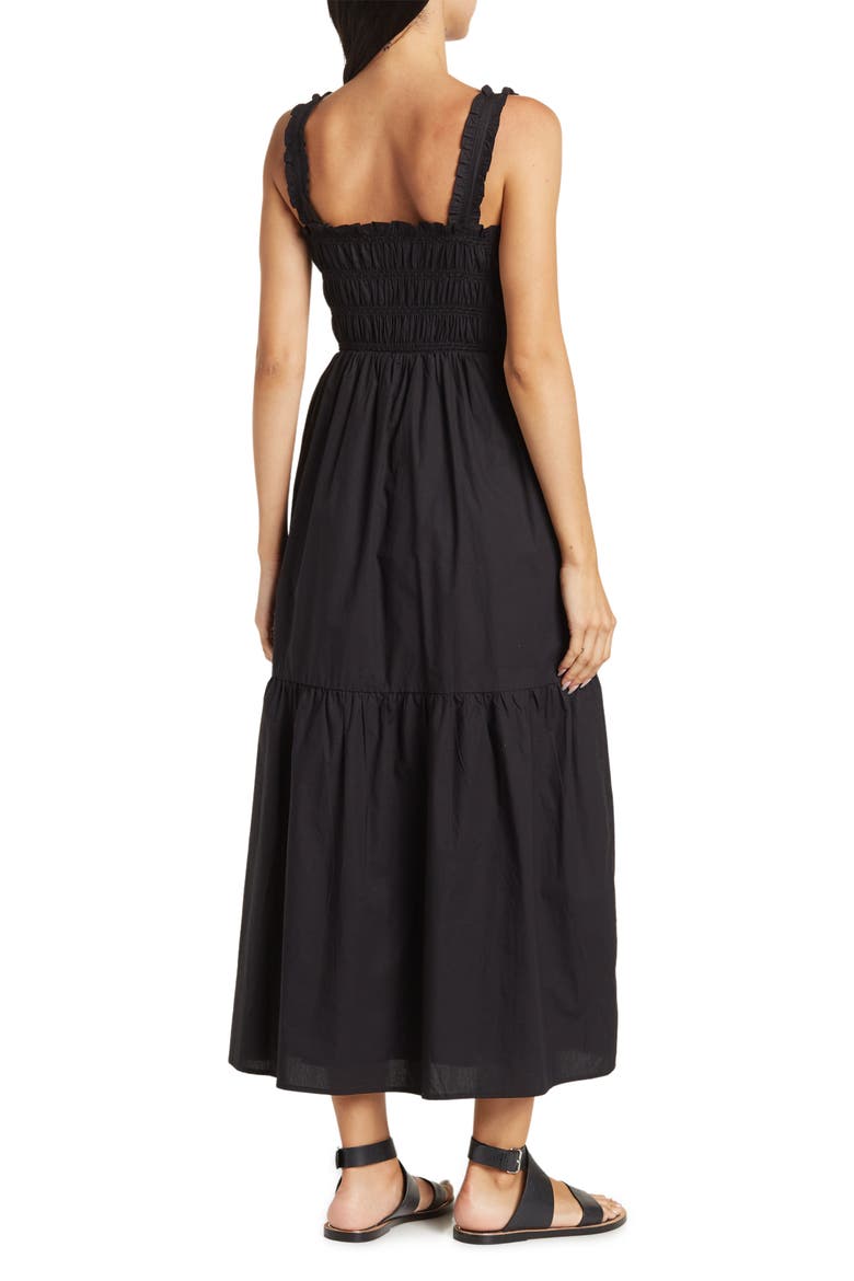 Ezeke Poplin Midi Dress, Alternate, color, BLACK