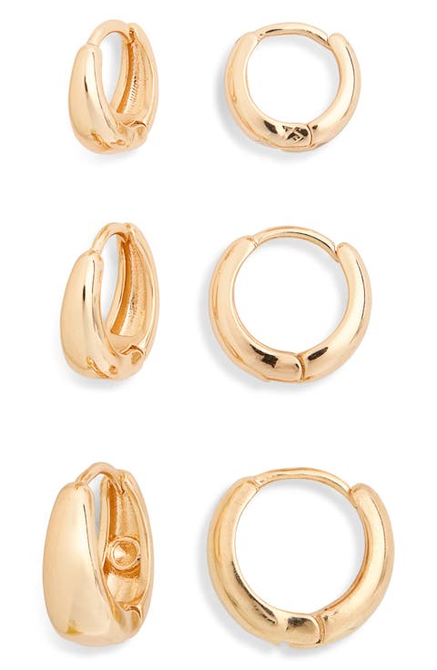 3-Pack Tapered Hoop Earrings
