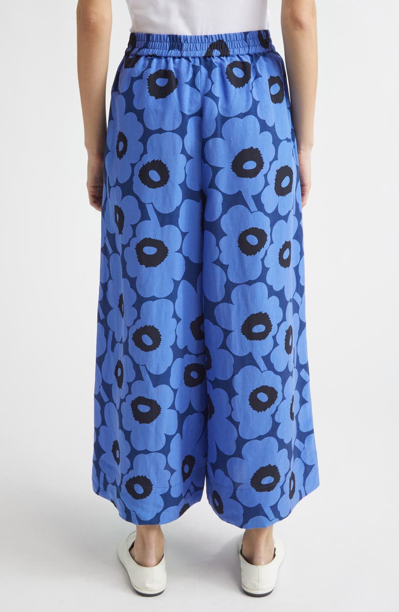 Marimekko Kuvio Unikko Crop Wide Leg Pants, Alternate, color, Blue Black