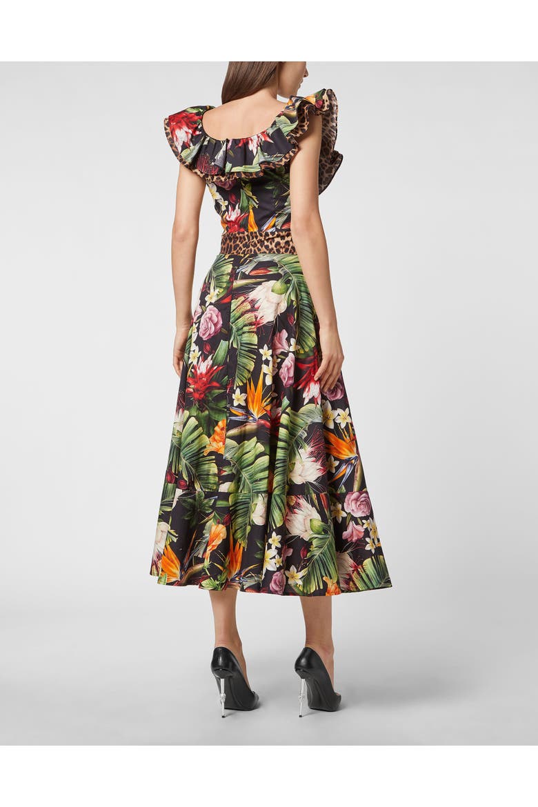 Long Dress Flowers Women, Alternate, color, black/multicolored
