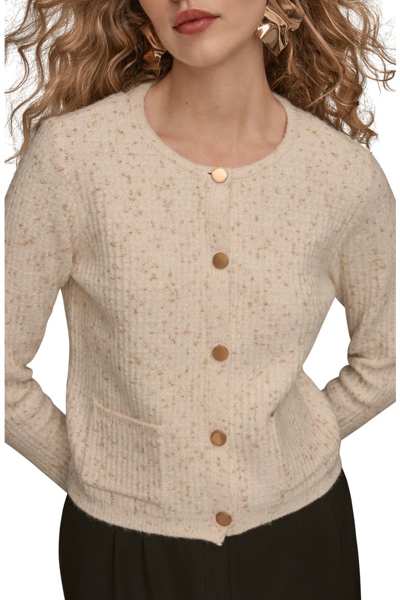 Metallic Cardigan, Alternate, color, CREAM/ GOLD