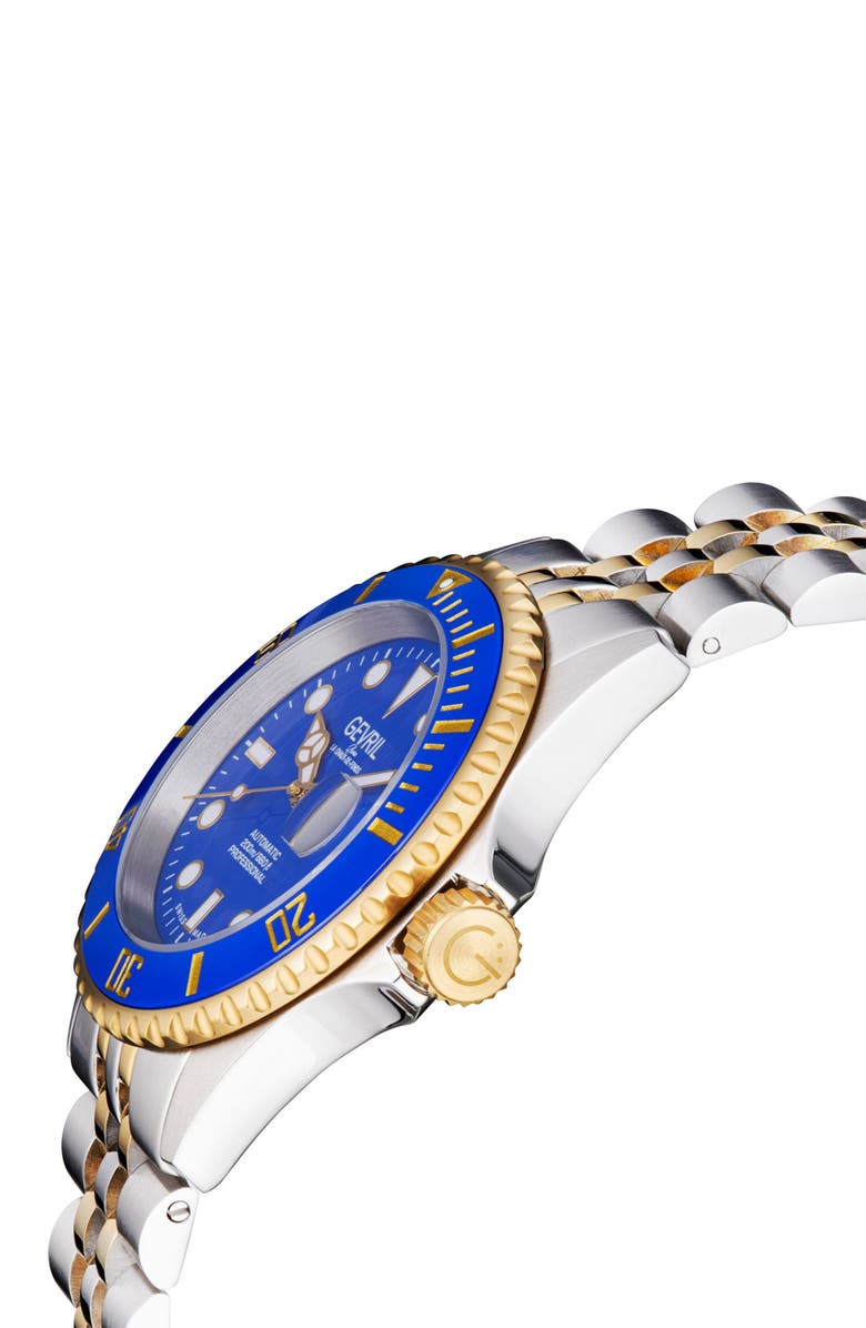 GEVRIL Wall Street Stainless Steel Bracelet Watch, 43mm, Alternate, color, Two Tone Ss-Gold