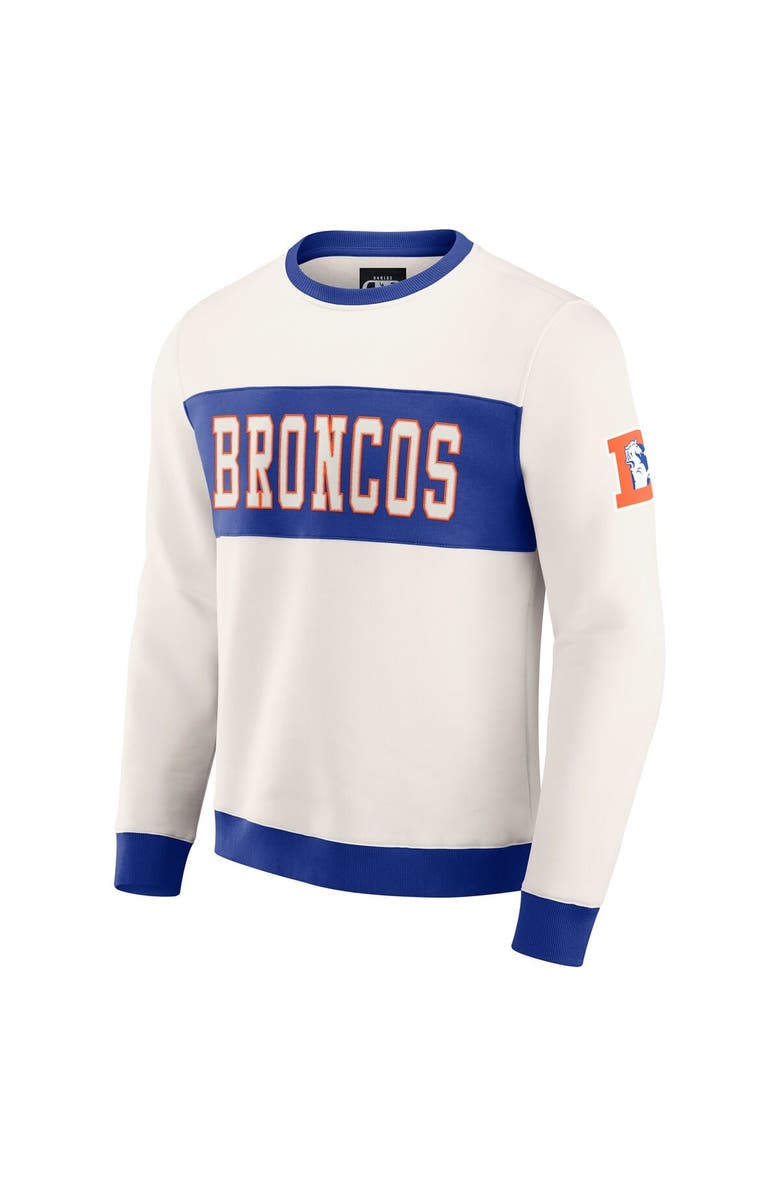 Darius Rucker Collection by Fanatics Men
s Darius Rucker Collection by Fanatics  Cream Denver Broncos Colorblock Pullover Sweatshirt, Alternate, color, 