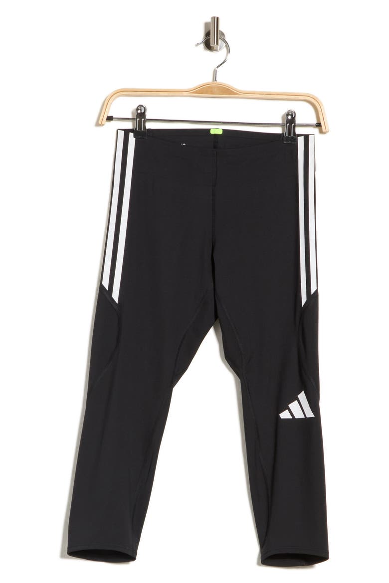 3-Stripes 3/4 Leggings, Alternate, color, BLACK/