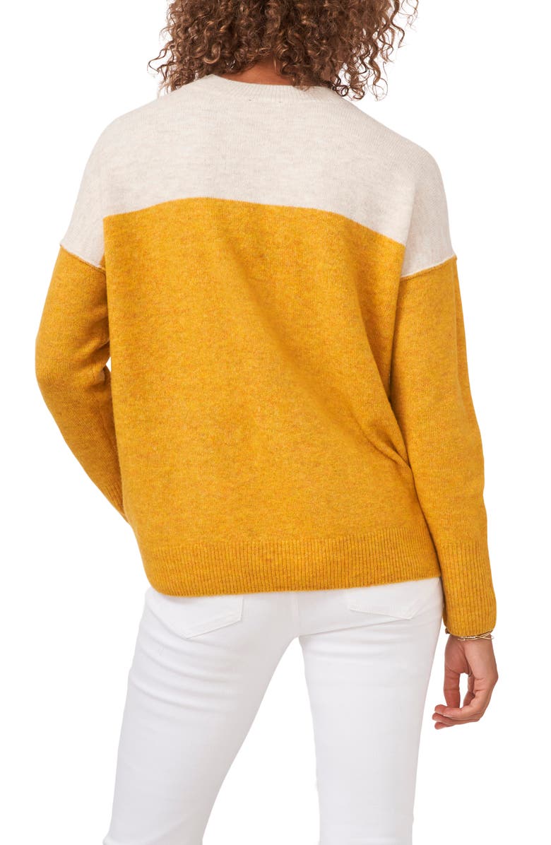 Vince Camuto Extended Shoulder Colorblock Sweater, Alternate, color, Amber