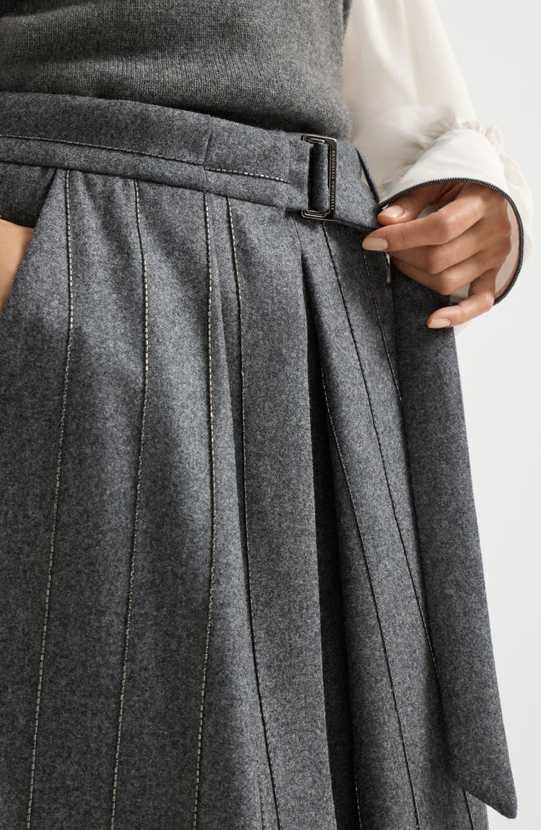 Brunello Cucinelli Sartorial wrap skirt, Alternate, color, Dark Grey