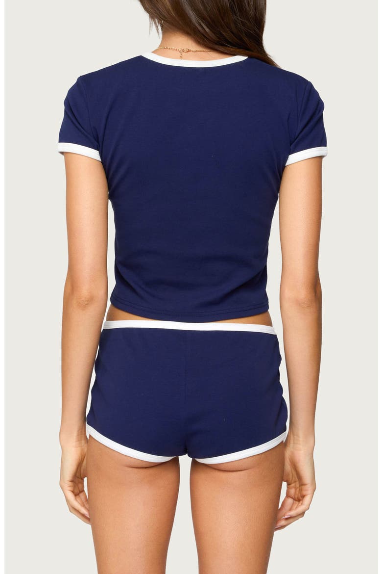 Brooklyn Crop Stretch Cotton T-Shirt, Alternate, color, NAVY