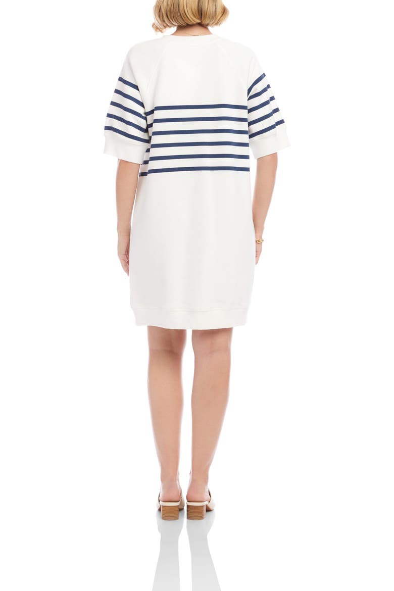Raglan Sleeve Sweatshirt Dress, Alternate, color, OFF-WHITE/ NAVY