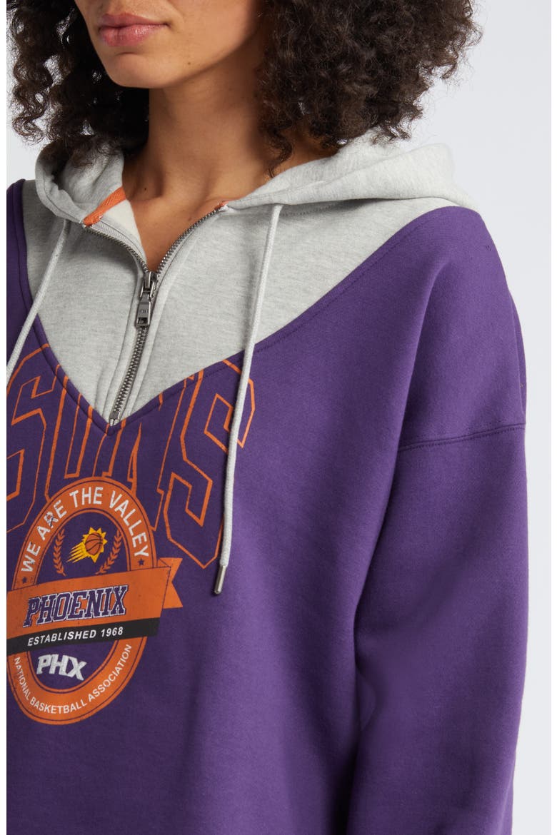 Women's WEAR by Erin Andrews Purple Phoenix Suns Pieced Quarter-Zip Hoodie Jacket, Alternate, color, Purple