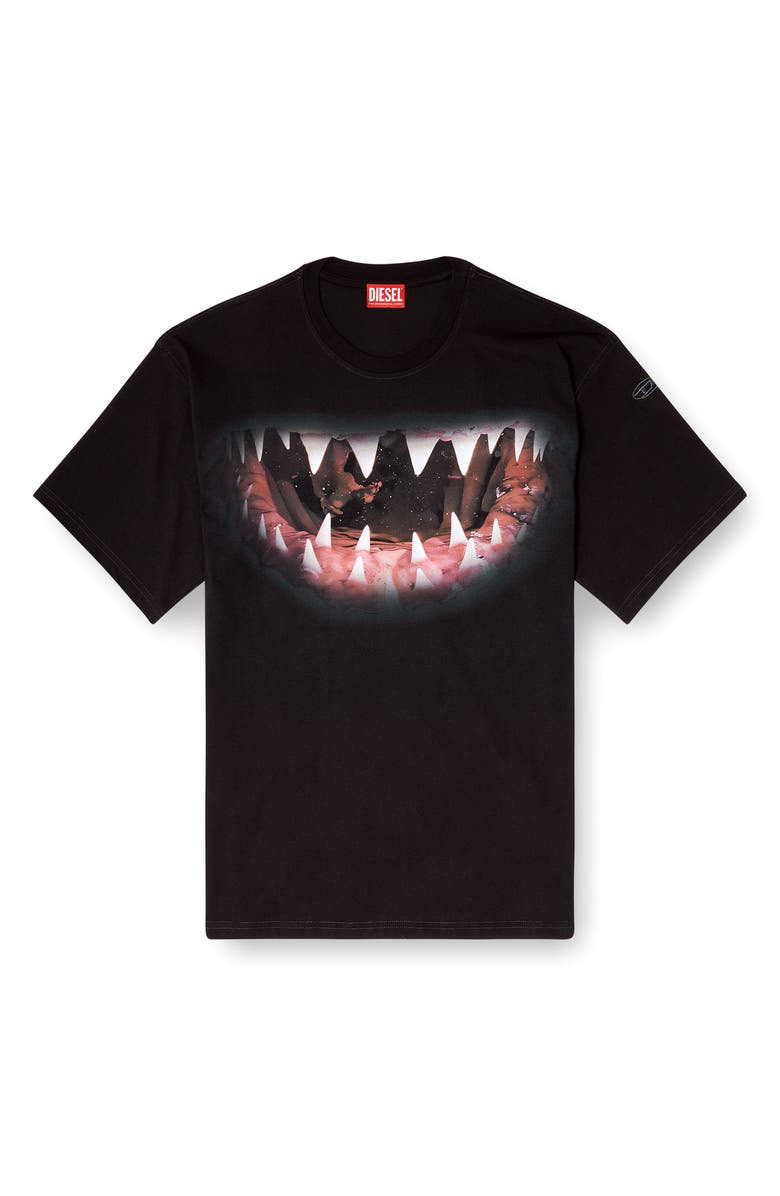 DIESEL<sup>®</sup> Shark Teeth Cotton Graphic T-Shirt, Alternate, color, Deep/Black