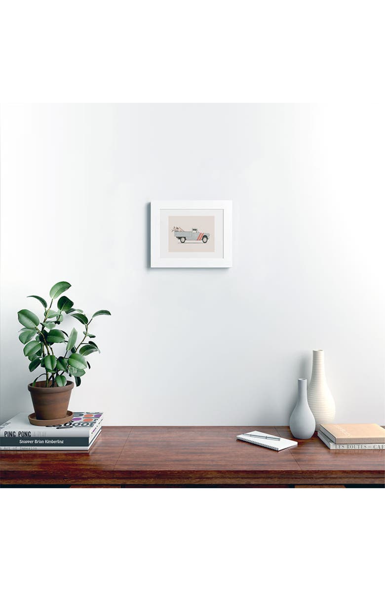 Deny Designs Surfboard Pick Up Van Framed Art Print, Alternate, color, White Frame 11X14