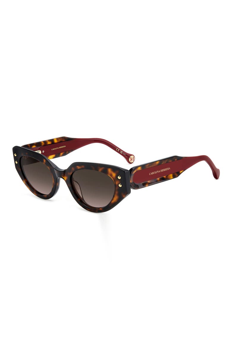 Her 50mm Gradient Cat Eye Sunglasses, Alternate, color, HAVANA RED/ BROWN SF