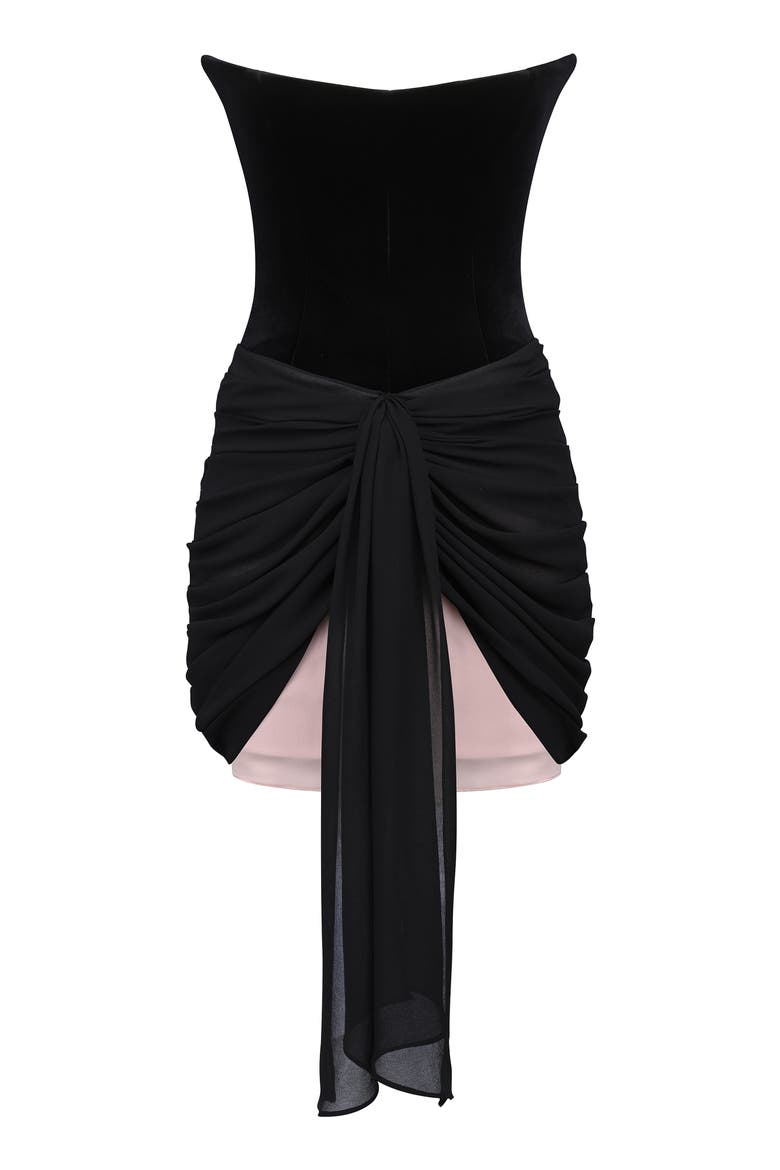 Clara Velvet & Chiffon Cocktail Minidress, Alternate, color, BLACK VELVET