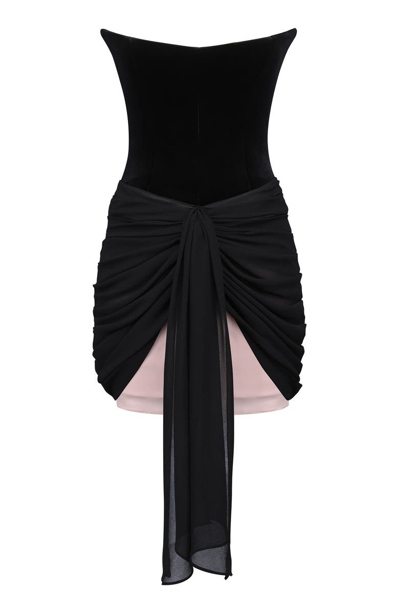 HOUSE OF CB Clara Velvet & Chiffon Cocktail Minidress, Alternate, color, Black Velvet