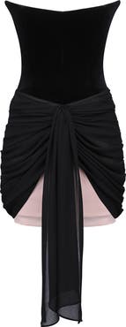 HOUSE OF CB Clara Velvet & Chiffon Cocktail Minidress