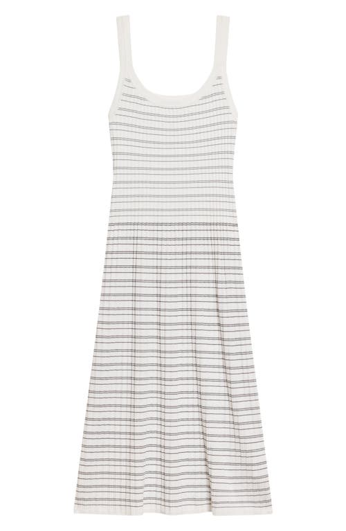Theory Variegated Stripe Pima Cotton Blend Midi Dress In White