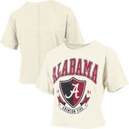 PRESSBOX Women's Pressbox Cream Alabama Crimson Tide Buckler Vintage Cropped T-Shirt