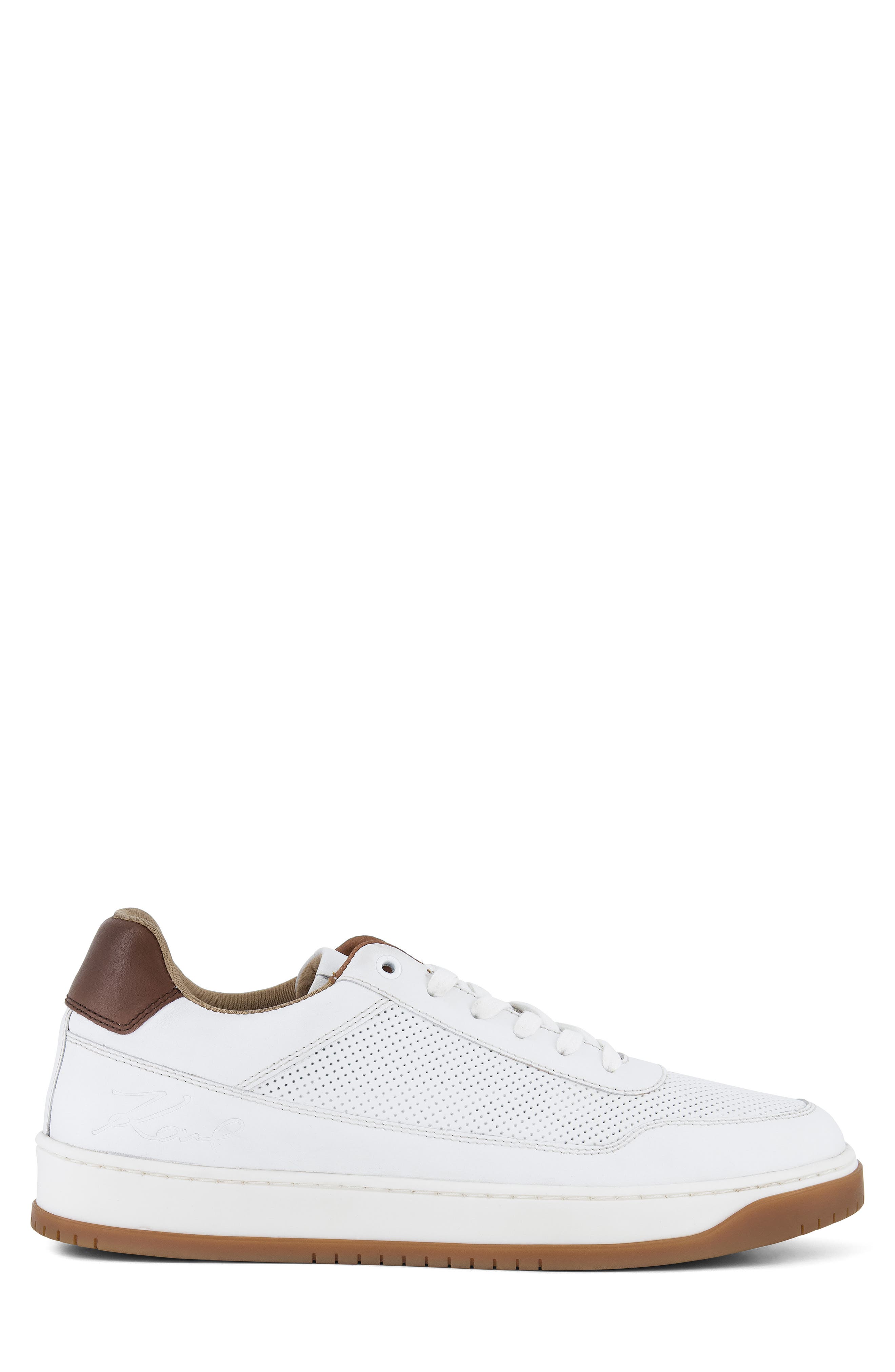 KARL LAGERFELD PARIS Raoul Perforated Leather Sneaker, Alternate, color, White