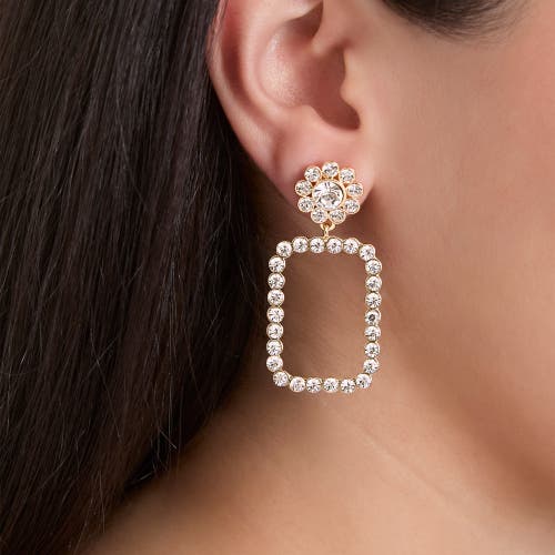 Jessica Simpson Gold-tone Pave Rectangle Drop Earrings In Metallic