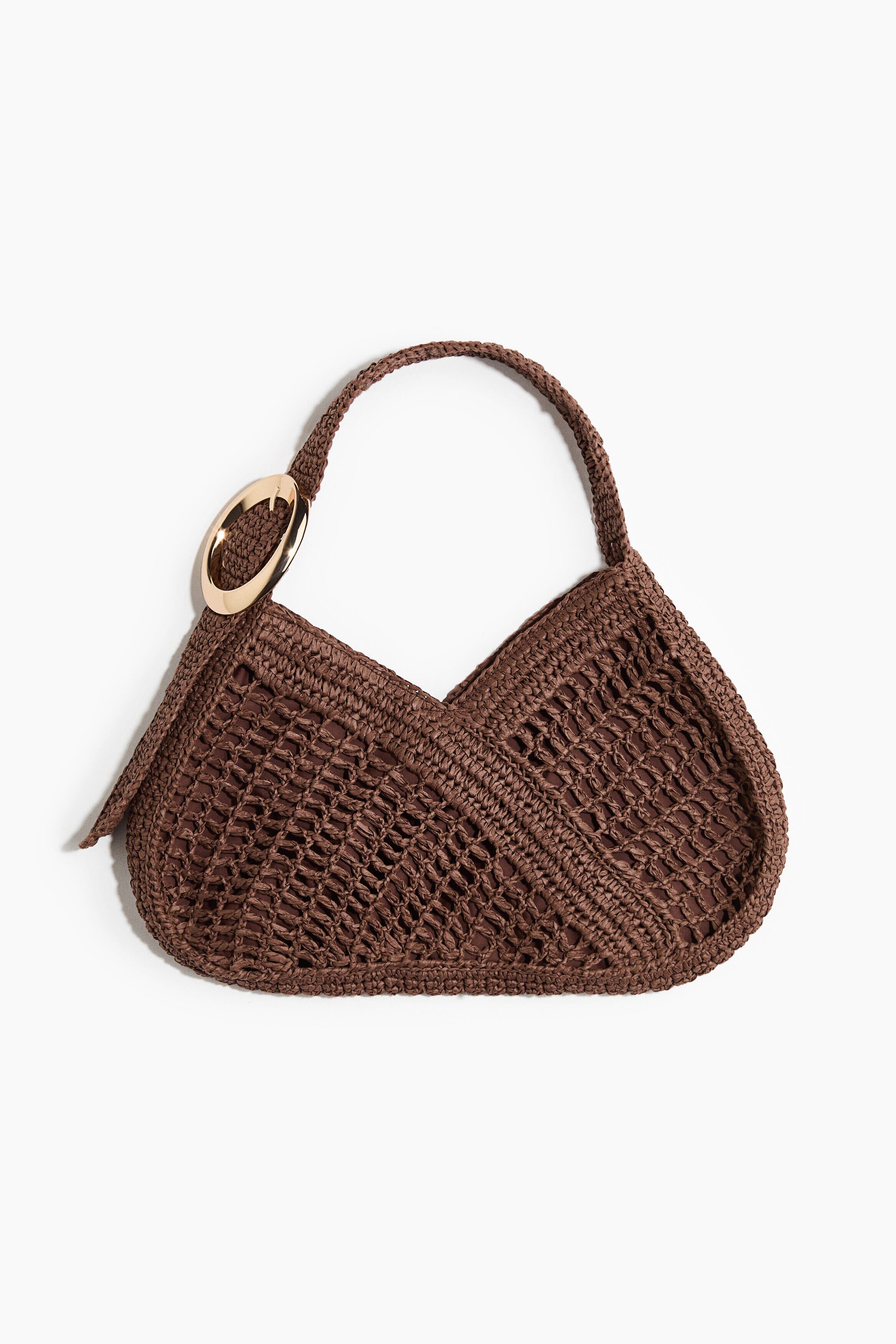 H&M Straw Shoulder Bag, Main, color, Brown